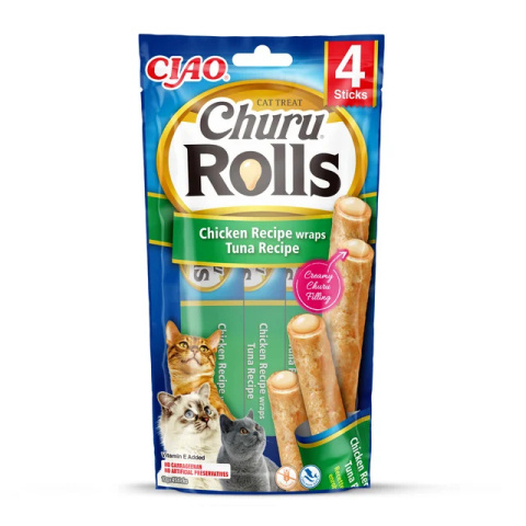 INABA CHURU ROLLS przysmak kurczaka z tuńczykiem 4x10g INABA CHURU ROLLS przysmak kurczaka z tuńczykiem 4x10g