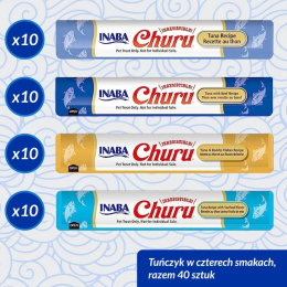 INABA CHURU Variety SeaFood Mega Box Kremowe przysmaki dla kotów z Tuńczykiem i owocami morza 40x14g (560g)