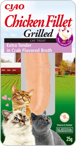 INABA CIAO Fillet (extra miękki) Grillowany filet z kurczaka w delikatnym bulionie krabowym 25g