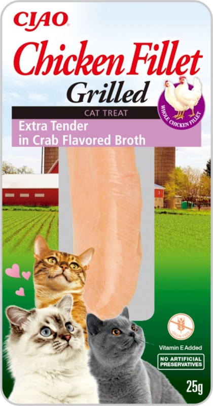 INABA CIAO extra miękki Grillowany filet z kurczaka w bulionie krabowym 25g - przysmak dla kota