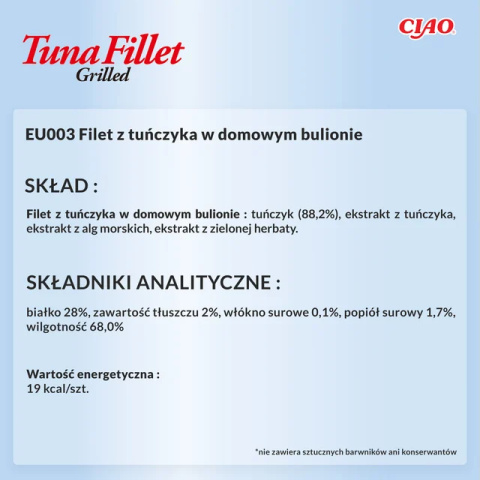 INABA CIAO Grillowany filet z tuńczyka w domowym rosole 15g INABA CIAO Grillowany filet z tuńczyka w domowym rosole 15g