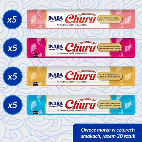 Inaba Churu Variety Box Seafood - Kremowe przysmaki dla kotów z tuńczykiem i owocami morza 20x14g (280g) Inaba Churu Variety Box Seafood - Kremowe przysmaki dla kotów z tuńczykiem i owocami morza 20x14g (280g)