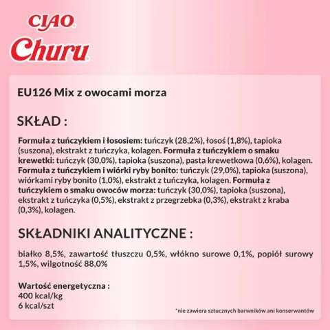 Inaba Churu Variety Box Seafood - Kremowe przysmaki dla kotów z tuńczykiem i owocami morza 20x14g (280g) Inaba Churu Variety Box Seafood - Kremowe przysmaki dla kotów z tuńczykiem i owocami morza 20x14g (280g)