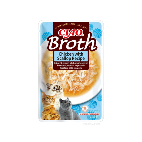 Inaba Ciao Broth Chicken Scallop kurczak z przegrzebkami w rosole 40g - zupka Inaba Ciao Broth Chicken Scallop kurczak z przegrzebkami w rosole 40g - zupka