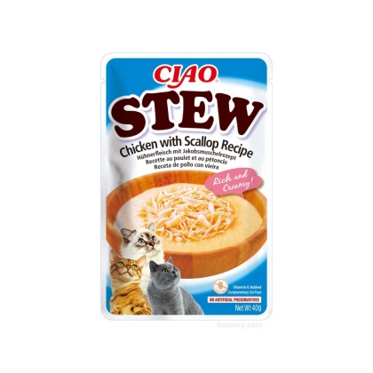 Inaba Ciao Stew Chicken Scallop kurczak i przegrzebki - zupka potrawka w sosie dla kota 40g