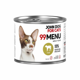 Karma mokra 99 MENU John Dog for Cats Cielęcina 200g