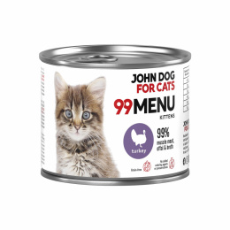 Karma mokra 99 MENU John Dog for Cats dla kociąt Indyk 200g
