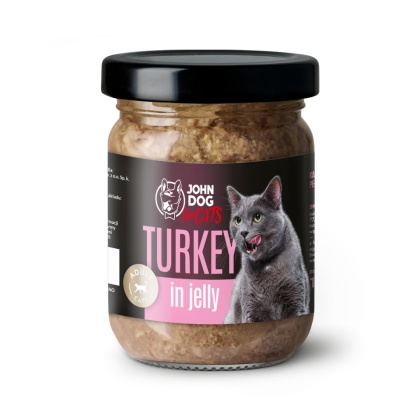Karma mokra pełnoporcjowa dla kotów John Dog for Cats w galaretce 100g - indyk