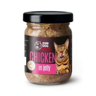 Karma mokra pełnoporcjowa dla kotów John Dog for Cats w galaretce 100g - kurczak