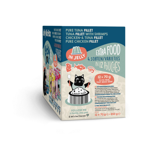 Lucky Lou Extrafood multipack saszetki w galaretce mix smaków 12x70g Lucky Lou Extrafood multipack saszetki w galaretce mix smaków 12x70g