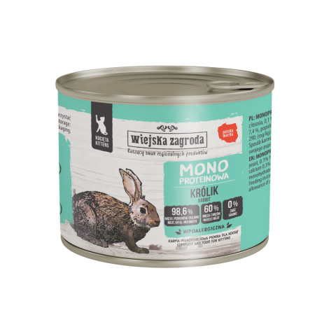 Wiejska Zagroda dla kociąt Karma Monoproteinowa królik 200g Wiejska Zagroda dla kociąt Karma Monoproteinowa królik 200g
