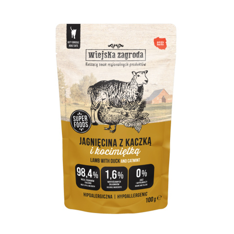 Wiejska Zagroda Zestaw Saszetek - Jagnięcina z kaczką i kocimiętką 6x100 g Wiejska Zagroda Zestaw Saszetek - Jagnięcina z kaczką i kocimiętką 6x100 g