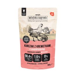 Wiejska Zagroda Zestaw Saszetek - Kurczak z krewetkami i walerianą dla kota 6x100 g