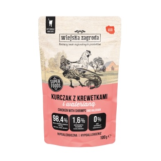 Wiejska Zagroda Zestaw Saszetek - Kurczak z krewetkami i walerianą dla kota 6x100 g
