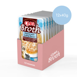 Zestaw Inaba Ciao Broth kurczak z przegrzebkami w rosole - karma uzupełniająca dla kota 12x40g