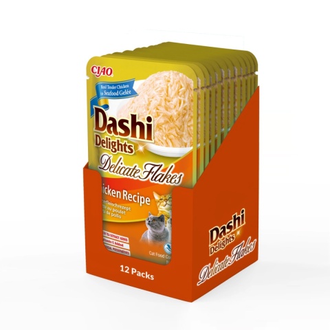 Zestaw Inaba Dashi Delights Flakes kurczak - zupa dla kota 12x40g Zestaw Inaba Dashi Delights Flakes kurczak - zupa dla kota 12x40g