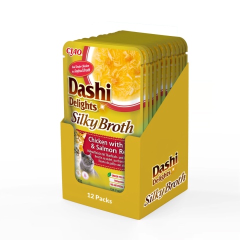 Zestaw Inaba Dashi Delights Silky Broth kurczak, łosoś i tuńczyk - zupa dla kota 12x40g Zestaw Inaba Dashi Delights Silky Broth kurczak, łosoś i tuńczyk - zupa dla kota 12x40g