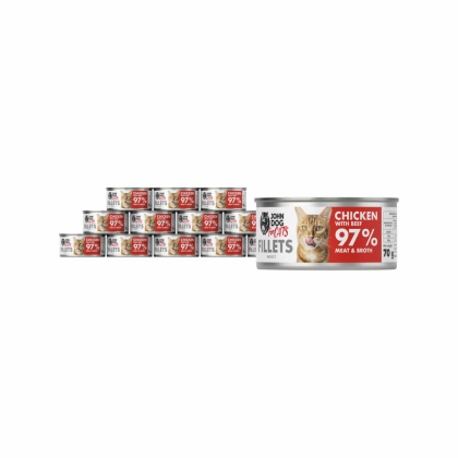 Zestaw Karma mokra John Dog for Cats Filety Kurczak z wołowiną 12x70g